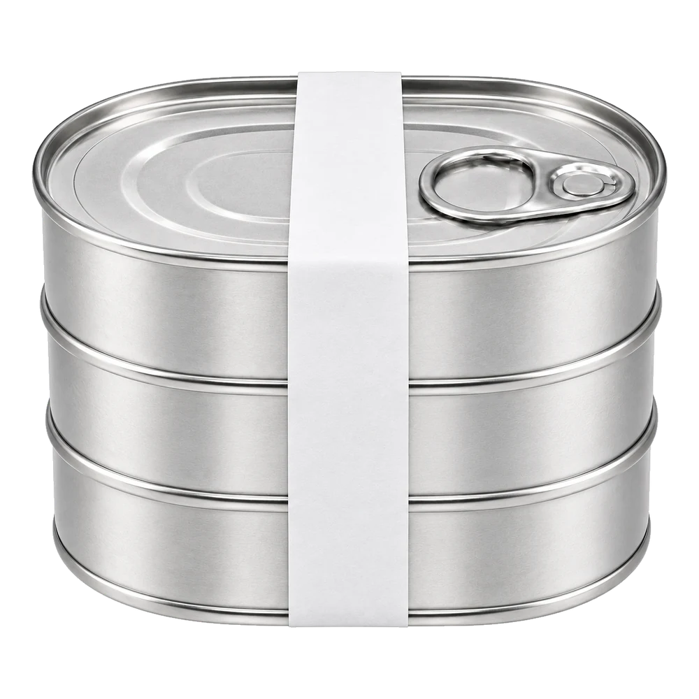 Neutral packaging-format illustration: Three-can sleeve
