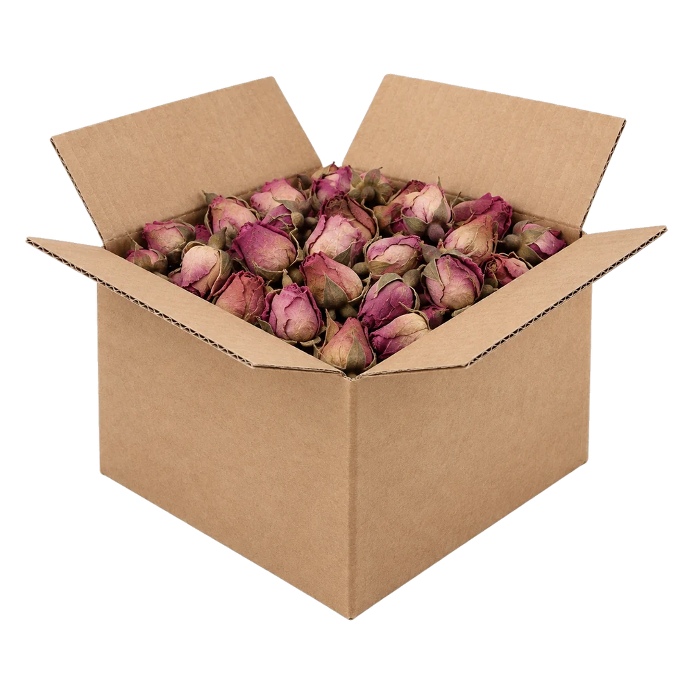 Neutral packaging-format illustration: Carton, fleurs entières