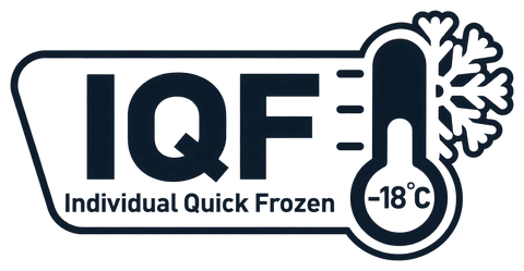 IQF, surgelé individuellement et maintenu à moins 18 degrés Celsius