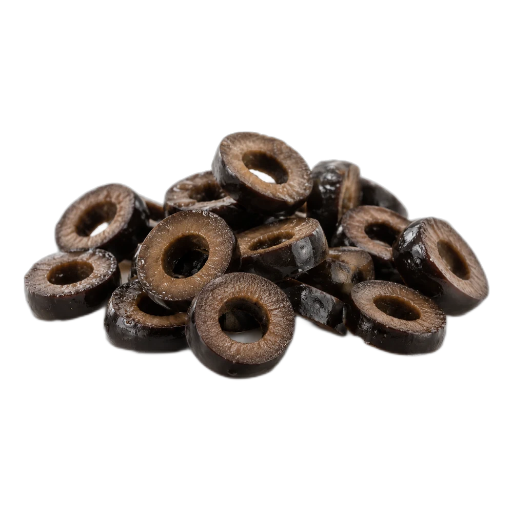 Unbranded product illustration: Sliced black olives