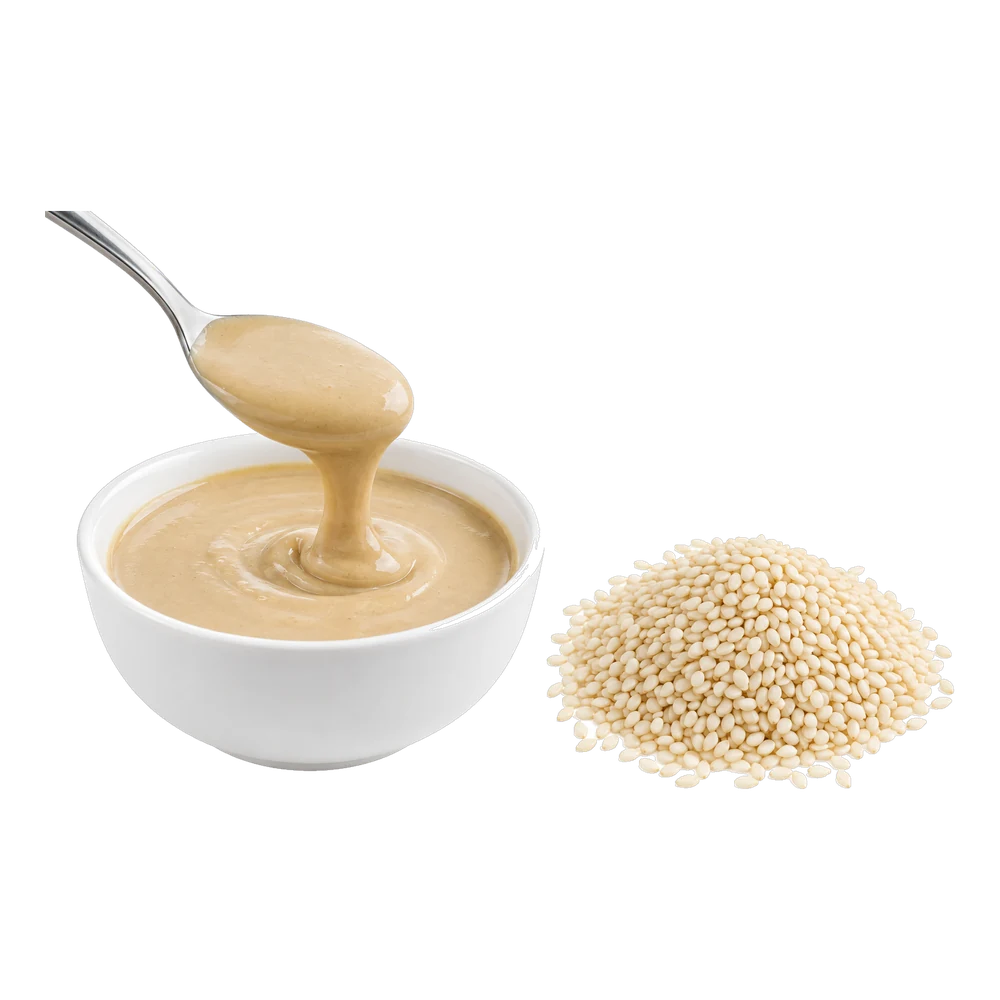 Unbranded product illustration: sesame tahini with hulled sesame seeds